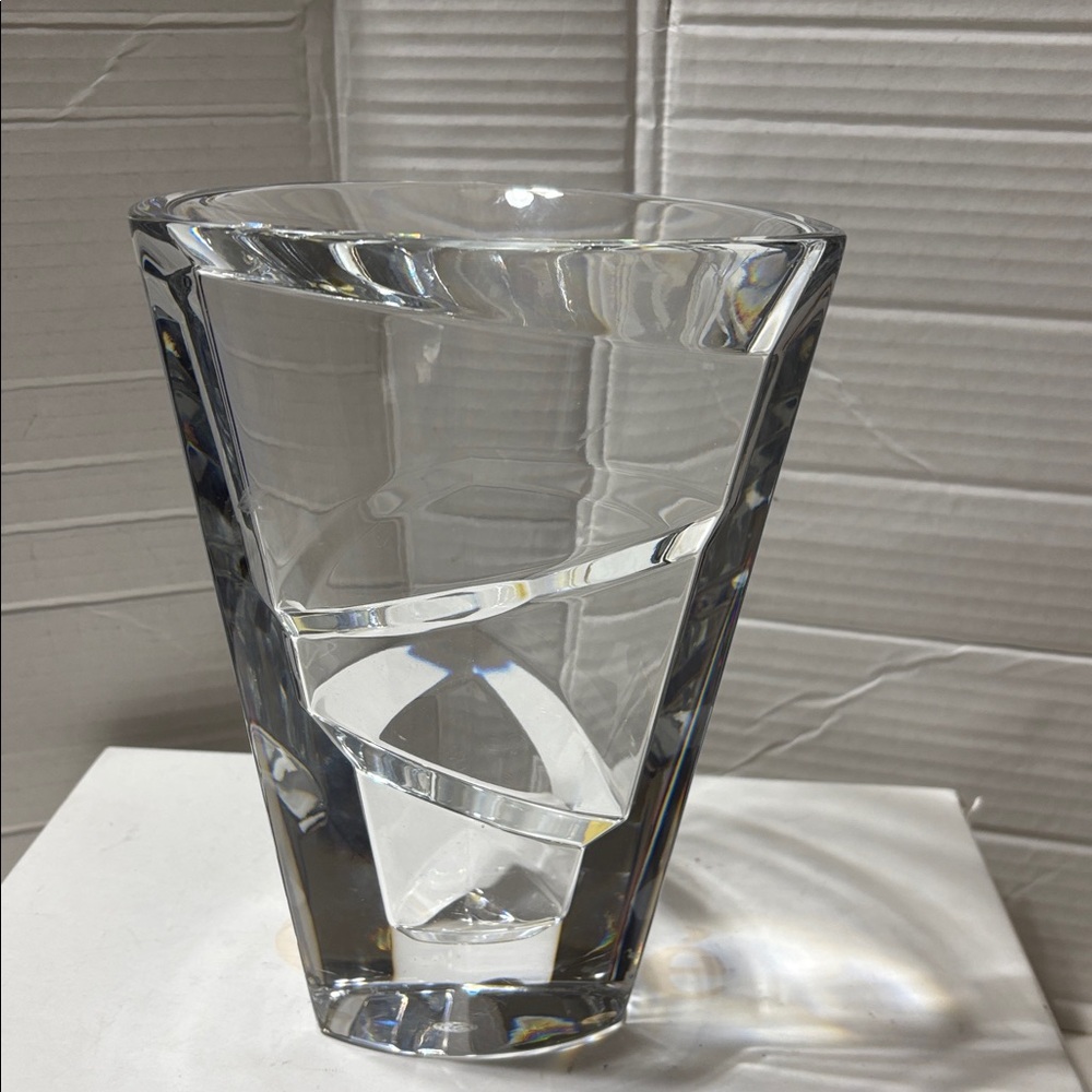 Baccarat triangle rounded crystal vase. Preowned and in perfect condition.